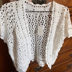 Cato Women's White Crochet Cardigan